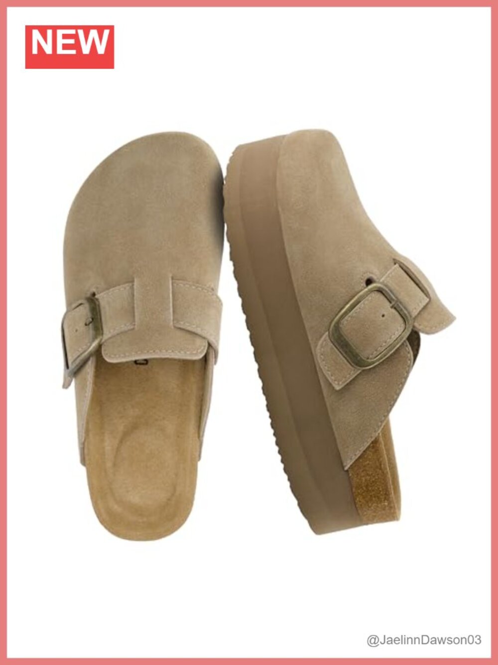 Genuine Suede Women's Platform Clog with Cork Footbed, Comfortable Slip-On